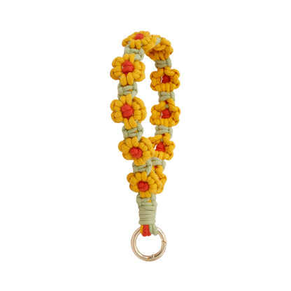 Daisy Flower Macrame Wristlet Keychain